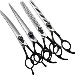Professional 5” Dog Grooming Scissors Set – Japanese-Style Straight & Texturizing Shears with Non-Slip Handles