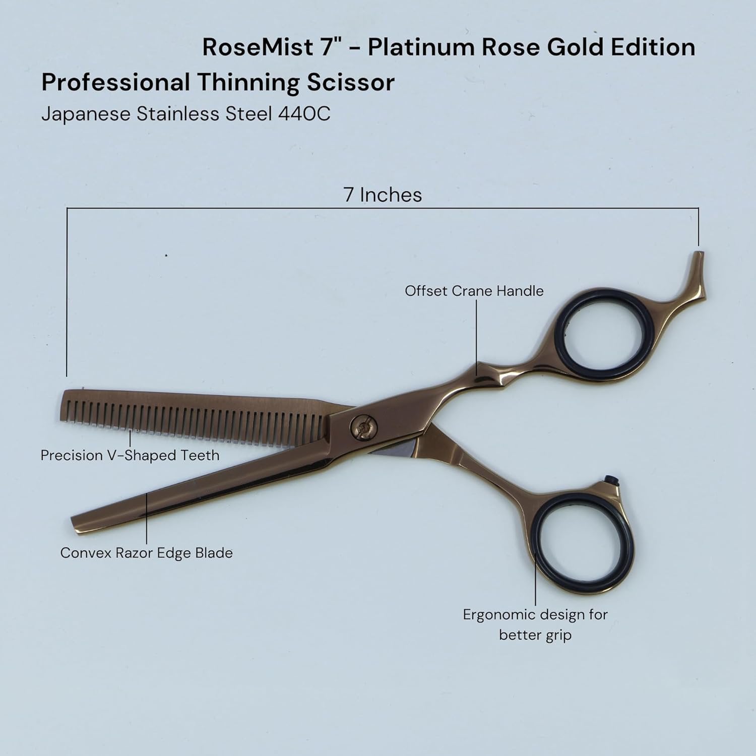 Professional Gold Barber Kit - 5-Piece Hair Cutting Set with Straight Razor, Straight, Curved & Thinning Shears, and Comb with Case - Image 5