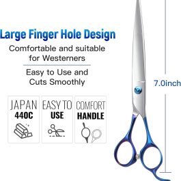 Professional 440C Stainless Steel Grooming Scissors – 62 HRC Hardness with Blue Iridescent Handles – Sharp & Durable