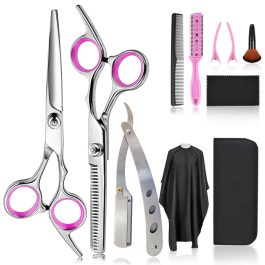 11-Piece Barber Scissors Hairdressing Shears Straight Edge Razor Barber Supplies