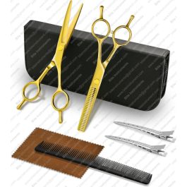 Professional Barber Scissor Kit – Hair Cutting & Thinning Shears Set with Comb, Clips & Case
