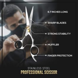 Premium Beard Trimming Scissors Set 6.5 Inches with Precision Grooming Tool with Combs | Bite Instruments