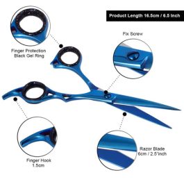 Professional Precision Blue Coated Razor Edge Hair Cutting Scissors – 6.5 Inch