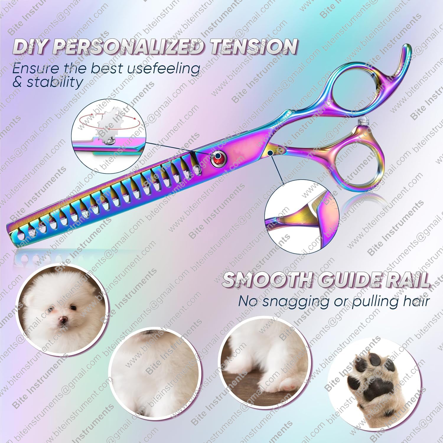 Professional Dog Grooming Scissors Pet Curved Chunker Shears 7.0''Sharp Blades 440C Steel Thinning Scissors - Image 3