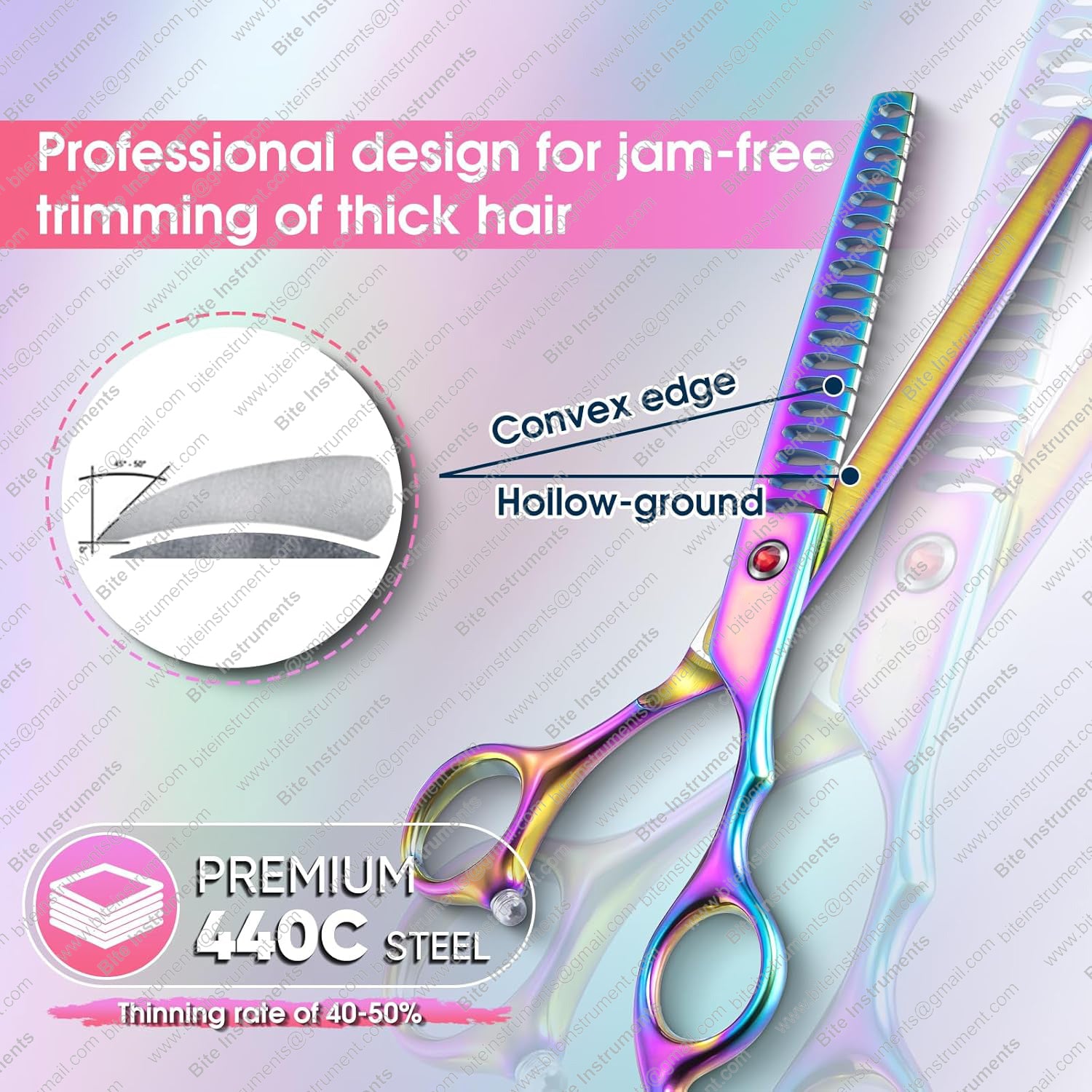 Professional Dog Grooming Scissors Pet Curved Chunker Shears 7.0''Sharp Blades 440C Steel Thinning Scissors - Image 5