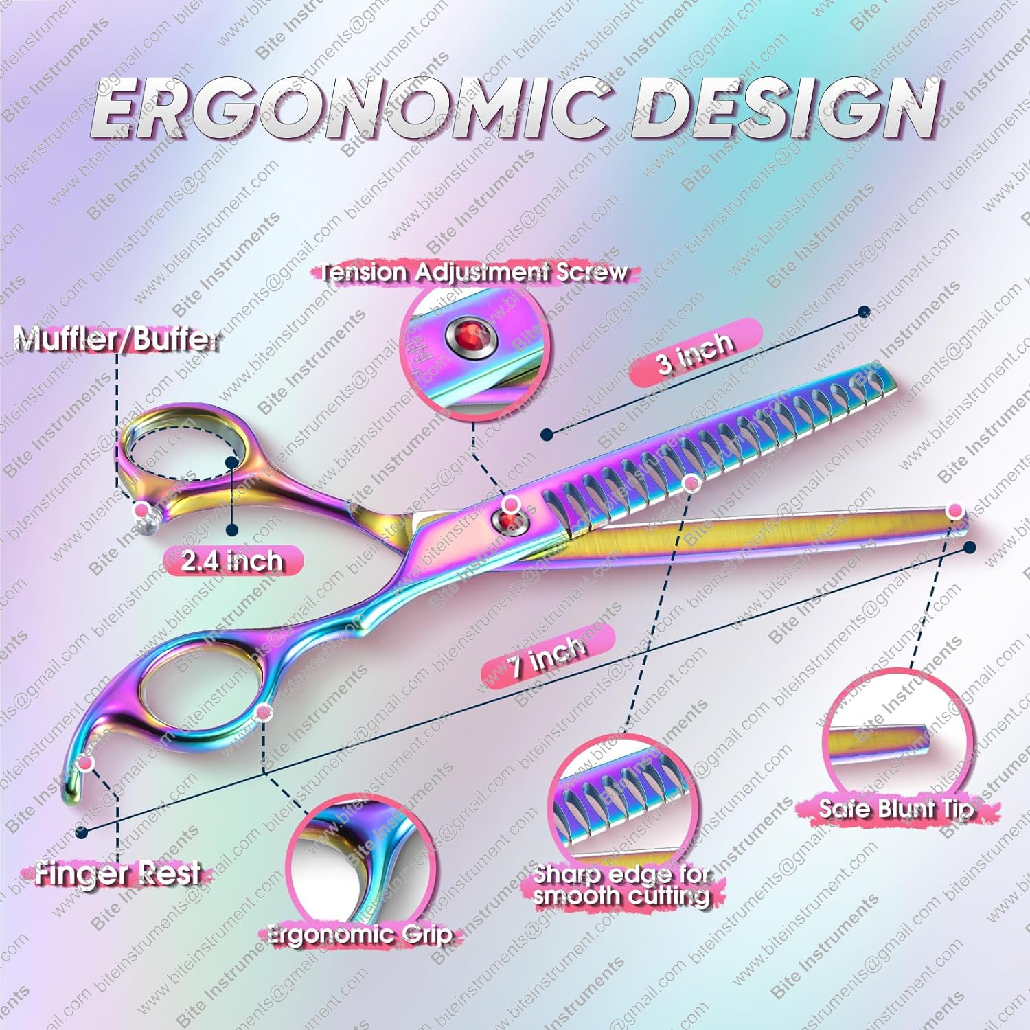 Professional Dog Grooming Scissors Pet Curved Chunker Shears 7.0''Sharp Blades 440C Steel Thinning Scissors - Image 6