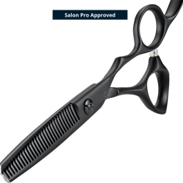 Ergonomic Offset Hair Shears – 30° Titanium Alloy Barber Scissors (6.5″) – Laser Engraved