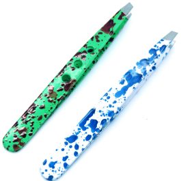 2 Pcs Eyebrow TweezerS Set Useful Stainless Steel Slant Tip Hair Removal tools