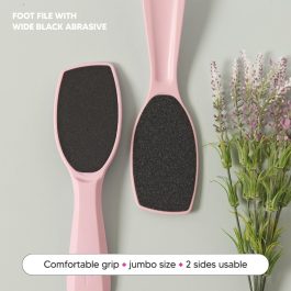 Bite Instruments Foot File(Pink) Double-Sided Pedicure Tool for Cracked Heel, Callus Remover