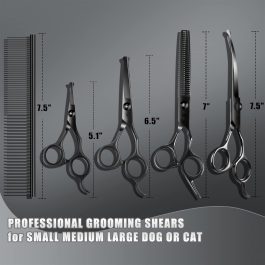 Professional 6-in-1 Titanium-Coated Dog & Cat Grooming Scissors Set – Safety Shears Kit for All Pet Sizes