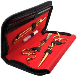 Professional Haircut Scissors Set – Barber Scissor, Thinning Shear, Straight Edge Razor With Case