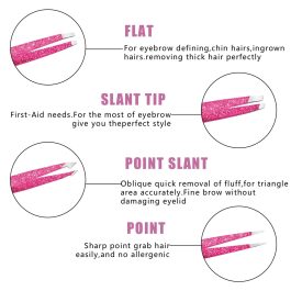 Eyebrow Tweezer Set, 4 Pcs Professional Stainless Steel Tweezers for Ingrown Hair Removal