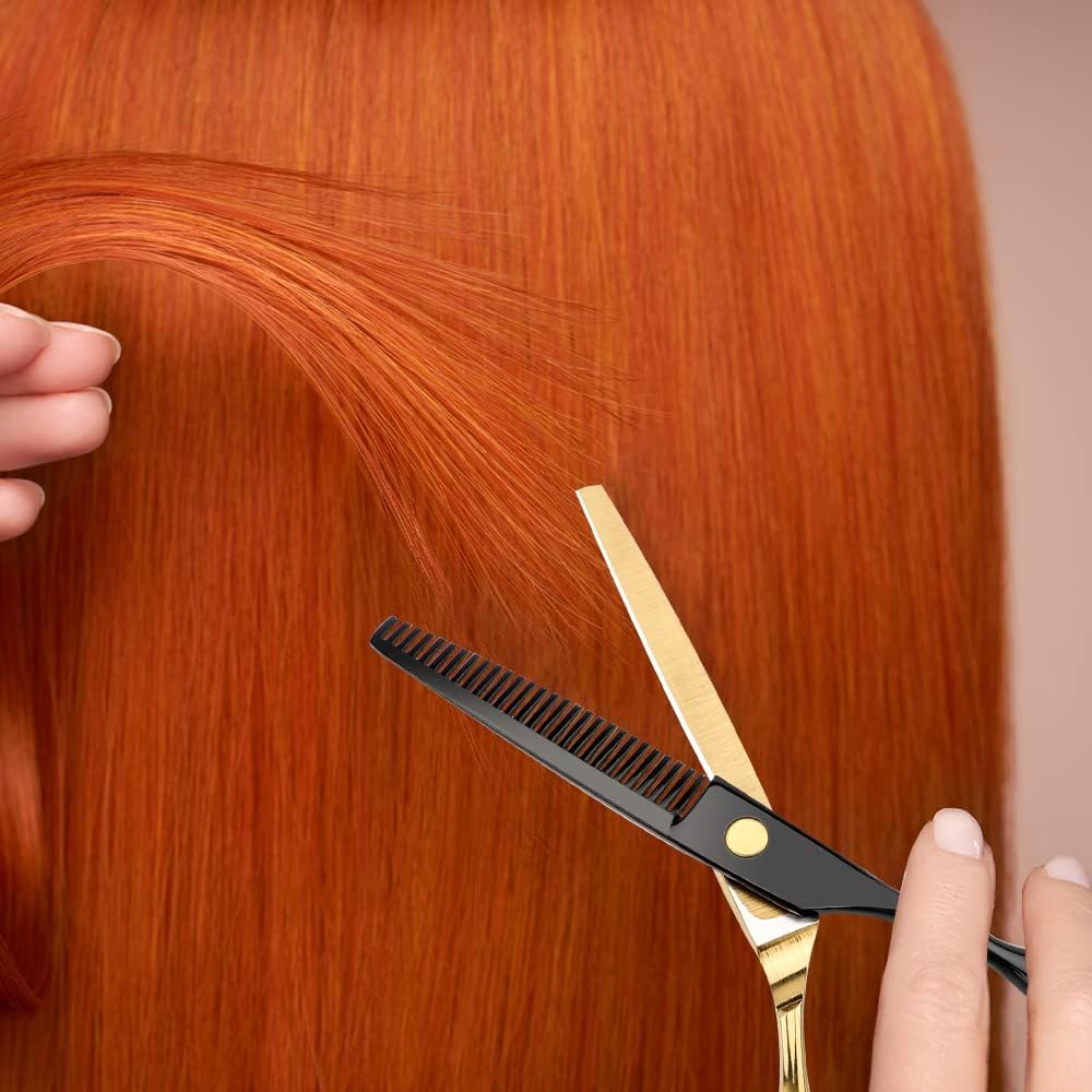 Professional 7-Piece Hair Cutting & Thinning Scissors Set - Black Hairdressing Kit with Comb & Accessories Gift Set - Image 5