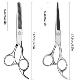 6.5-inch Hair Cutting & Thinning Shears Kit – Silver Scissors with Comb, Clips & Case