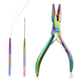 Bite Instruments Hair Extension Loop Needle Pulling Hook Tool Bead Device Tool Kits (3 Pieces)