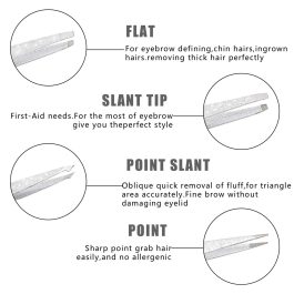 Bite Instruments Iridescent Slant Tip Eyebrow Tweezer Stainless Steel for Ingrown Hair Removal