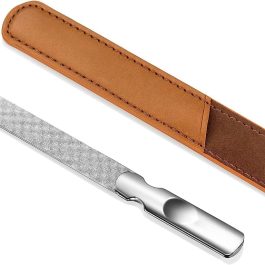 Stainless Steel Nail File with Anti-Slip Handle and Leather Case Bite Instruments