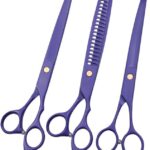 Purple Dragon Professional 8.0-inch Dog Grooming Scissors Set – Straight, Curved & Chunker Shears