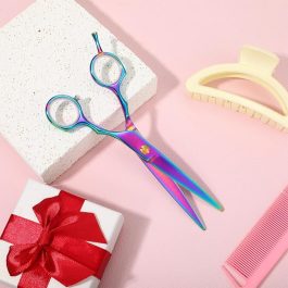 Rainbow Tie-Dye Hair Shears – Stainless Steel with Anti-Rust Coating