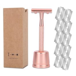 Bite Instruments Professional Rose Gold Safety Razor | Double Edge with Stand