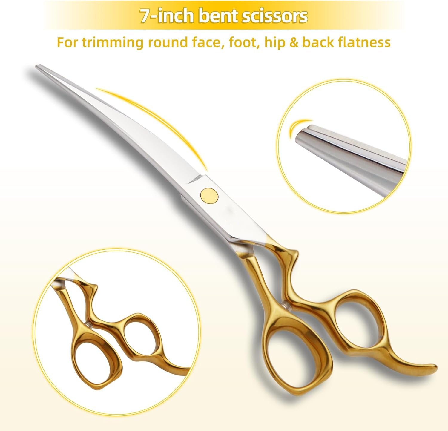 Dog Grooming Scissors,Curved Chunkers Shears Dog Grooming with Safety Round Tips, Sharp and Comfortable 4 in 1 Dog Scissors for Grooming - Image 3