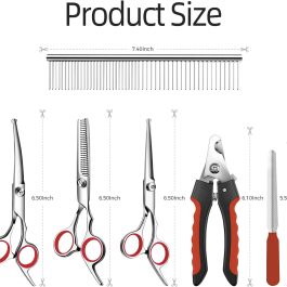 Multifunctional 6 in 1 Dog Grooming kit,cat grooming kit, dog grooming scissors, Stainless Steel Grooming Kit with Titanium Coating for Dogs and Cats.