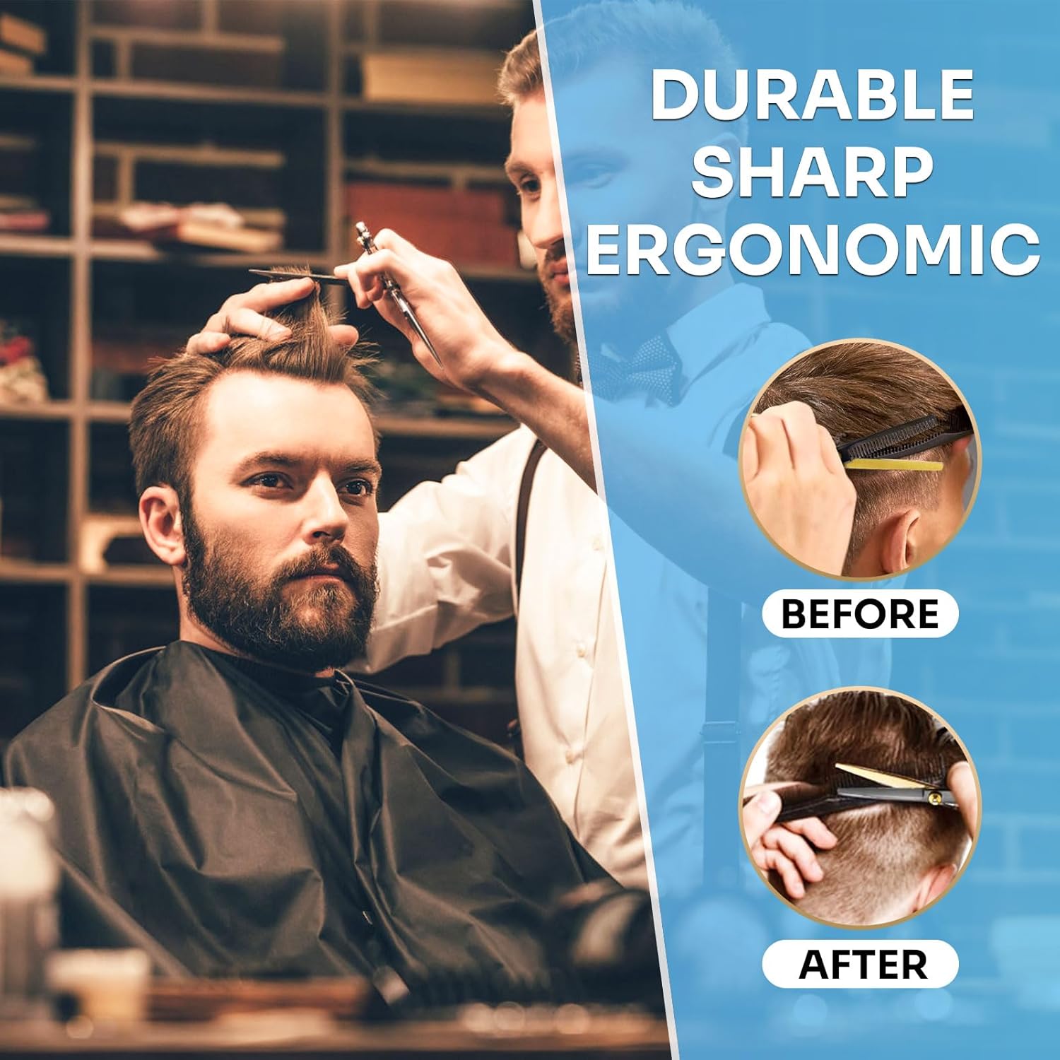 Professional 17-Piece Hair Cutting & Thinning Scissors Kit - Black & Gold Shears, Combs, Cape & Styling Accessories with Case - Image 6