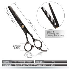Professional 8-Piece Hair Cutting & Thinning Scissors Set – Black Hairdressing Kit with Comb & Accessories Gift Set