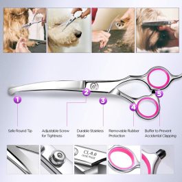 Professional 6 in 1 4CR Stainless Steel Dog Grooming Scissors with Safety Round Tip, Pet Grooming Scissor for Dogs, Cats and Other Animals