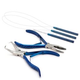 Bite Instruments Professional Hair Extension & Beading Tool Kit – Pink Coated (5 Pieces)
