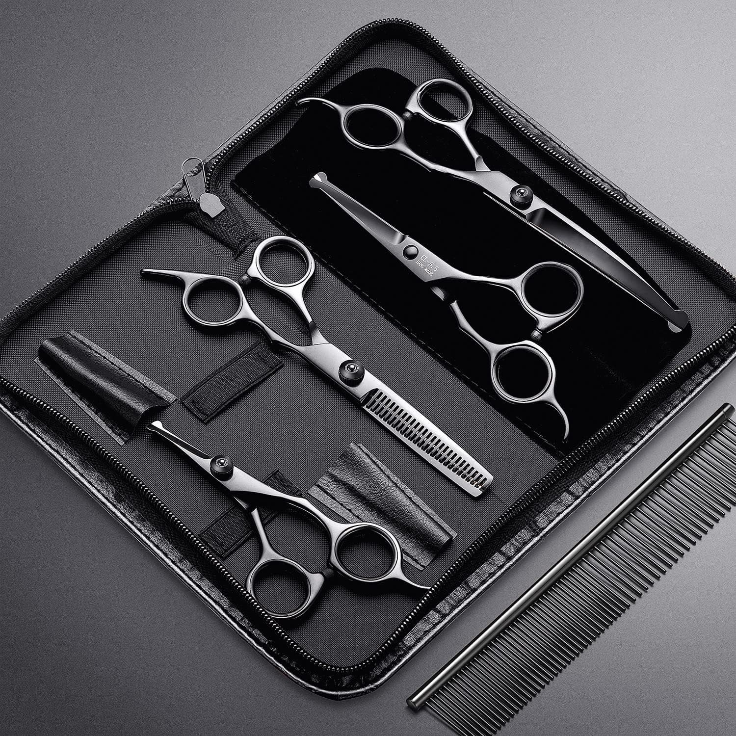 Professional 6 in 1 4CR Stainless Steel Dog Grooming Scissors with Safety Round Tip, Pet Grooming Scissor for Dogs, Cats and Other Animals - Image 9