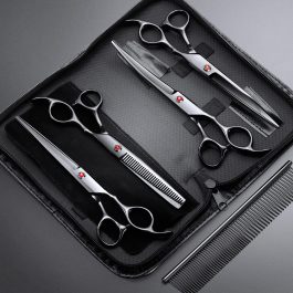 Professional 6-in-1 Dog Grooming Scissors Set – 4CR Stainless Steel with Safety Round Tips & Case