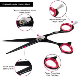 Professional Black Razor Blade Hair Cutting Scissors – 6 Inch