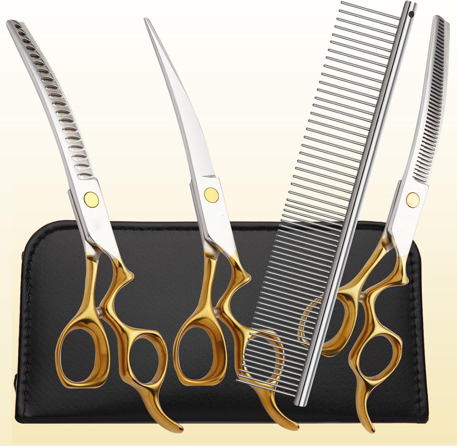 Dog Grooming Scissors,Curved Chunkers Shears Dog Grooming with Safety Round Tips, Sharp and Comfortable 4 in 1 Dog Scissors for Grooming - Image 7