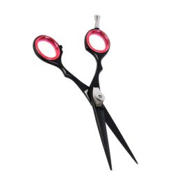 Stylish Black Barber Scissors with Pink Gel Rings – 6 Inch