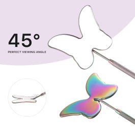 Cute Butterfly Lash Mirror for Eyelash Extensions, Stainless Steel Eyelash Makeup Mirror