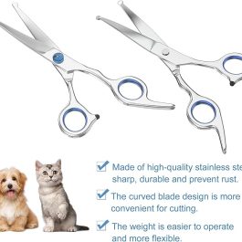 Curved Grooming Scissors for Dogs and Pets – Safety Round Tips