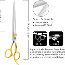 Dog Scissors for Grooming, Straight Dog Shears, 8.0 inch for Pet Grooming
