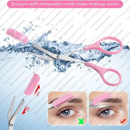 Bite Instruments 3pcs-Eyebrow Scissors with Eyebrow Razor,Professional Eyebrow Trimmer Scissors