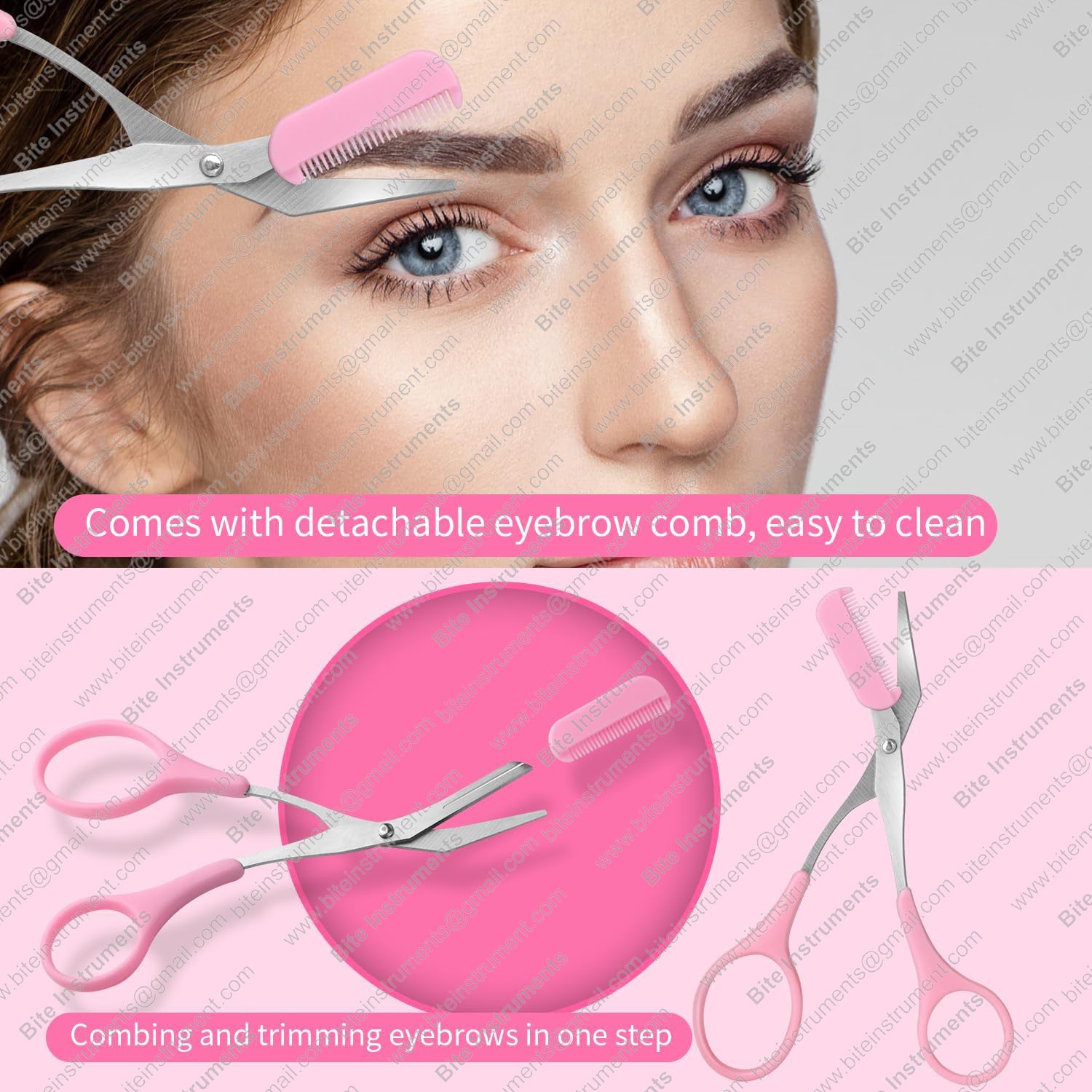 Bite Instruments 3pcs-Eyebrow Scissors with Eyebrow Razor,Professional Eyebrow Trimmer Scissors - Image 3