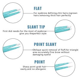 Bite Instruments Iridescent Slant Tip Eyebrow Tweezer Stainless Steel Tweezers for Ingrown Hair Removal