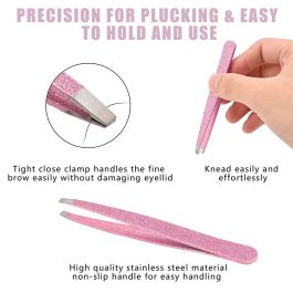 Eyebrow Tweezer Set, 4 Pcs Professional Stainless Steel Tweezers for Ingrown Hair Removal