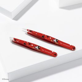 Professional 2PcsTweezer Set [Red] – Stainless Steel Slant & Pointed Tips for Eyebrow