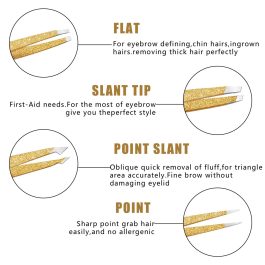 Eyebrow Tweezer Set, 4 Pcs Professional Stainless Steel Tweezers for Ingrown Hair Removal