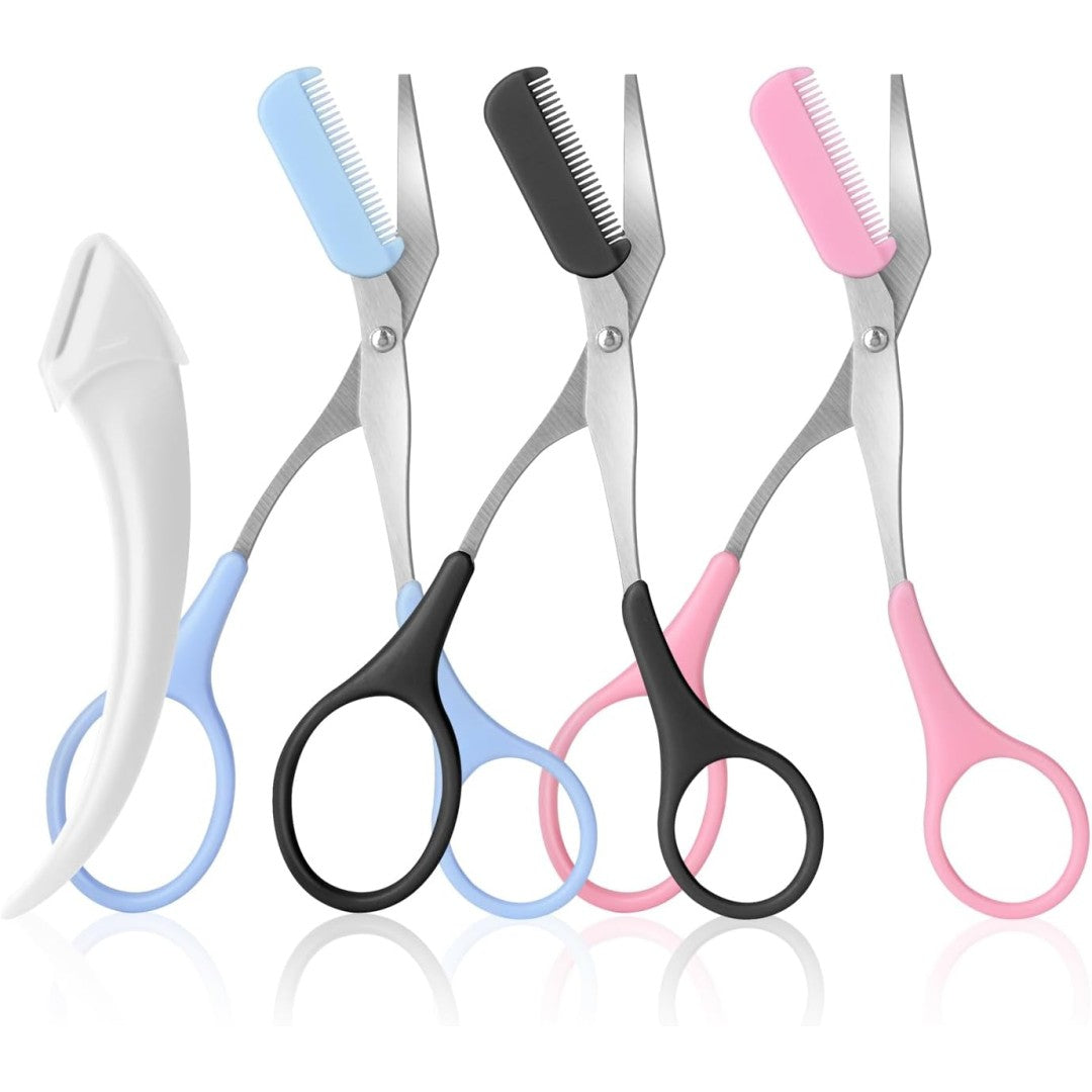 Bite Instruments 3pcs-Eyebrow Scissors with Eyebrow Razor,Professional Eyebrow Trimmer Scissors
