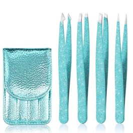 Bite Instruments Iridescent Slant Tip Eyebrow Tweezer Stainless Steel Tweezers for Ingrown Hair Removal