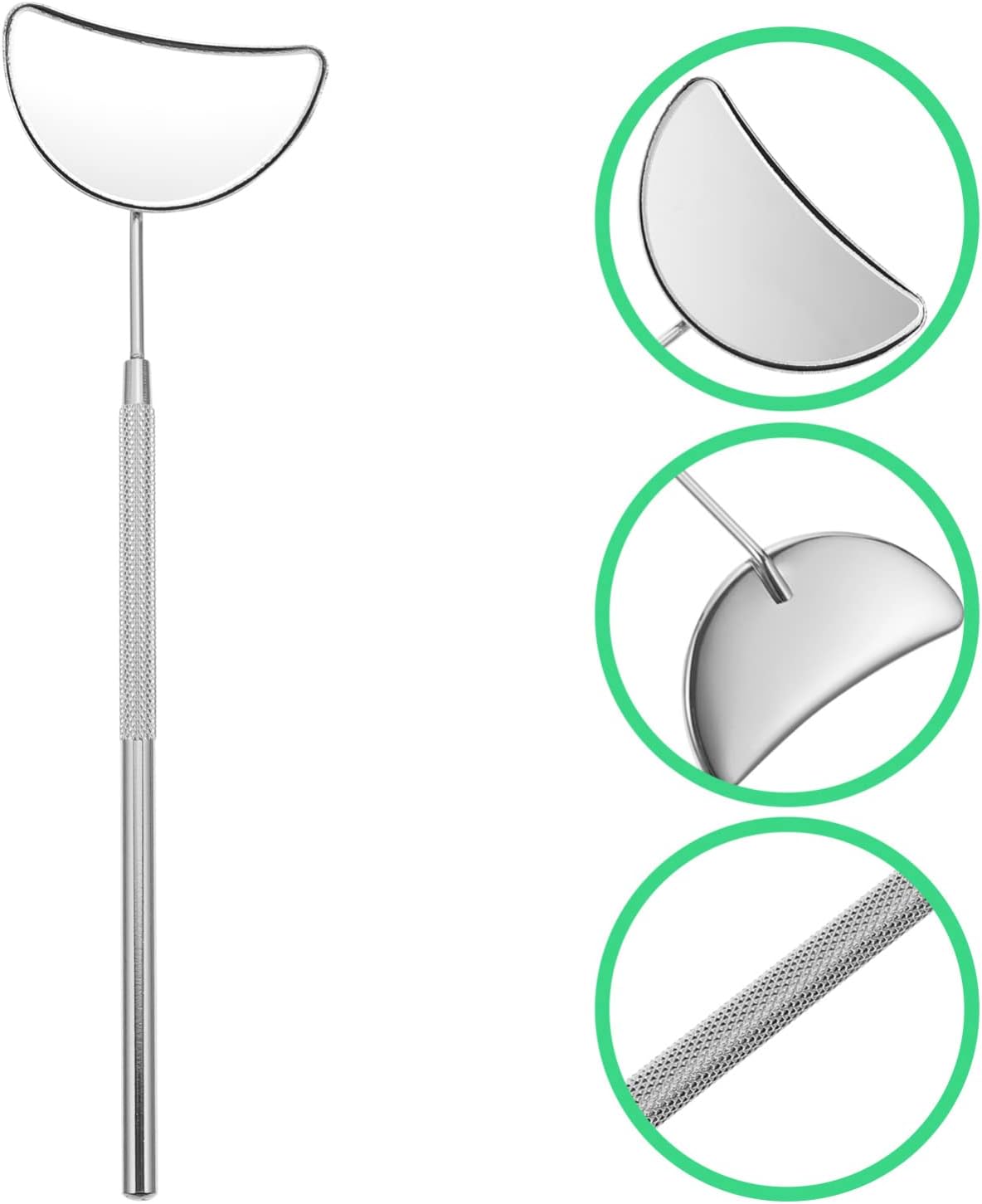 Bite Instruments Half Moon Eyelash Mirror Stainless Steel Eyelash Extensions Mirror - Image 3