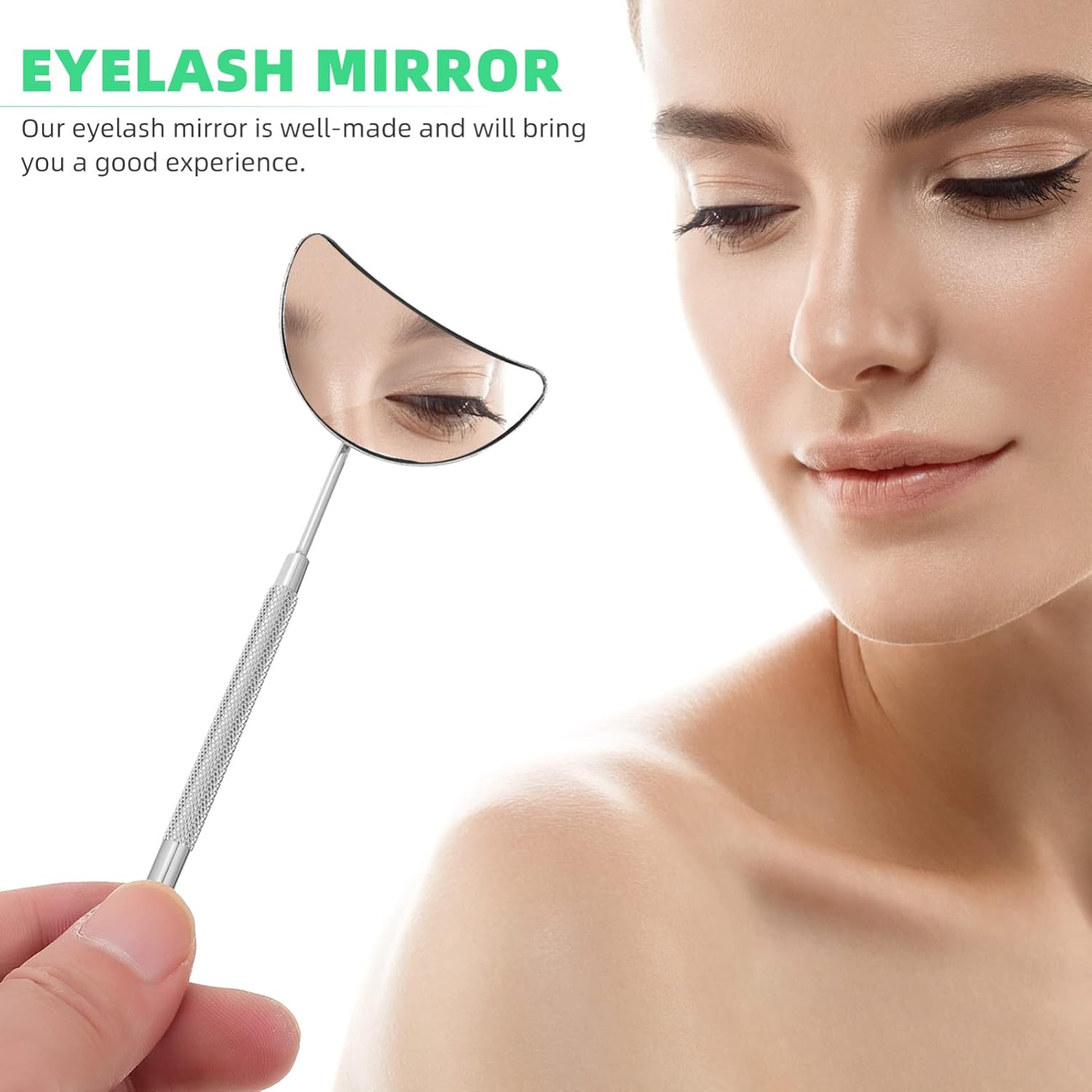 Bite Instruments Half Moon Eyelash Mirror Stainless Steel Eyelash Extensions Mirror - Image 8