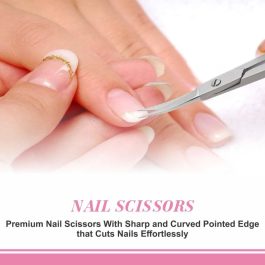 Professional Nail Cuticle Scissors Curved Eyebrow Scissors, Eyelashes, Nose Hair Trimming Scissors