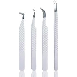 Bite Instruments Professional 4-Piece Purple Eyelash Tweezer Set | Textured Grip Volume & Classic Lash Tools
